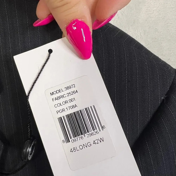 NWT Emanuel Ungaro Men's Size 48 Long 42W‎ Black Pinstriped Wool Blazer - Picture 4 of 5